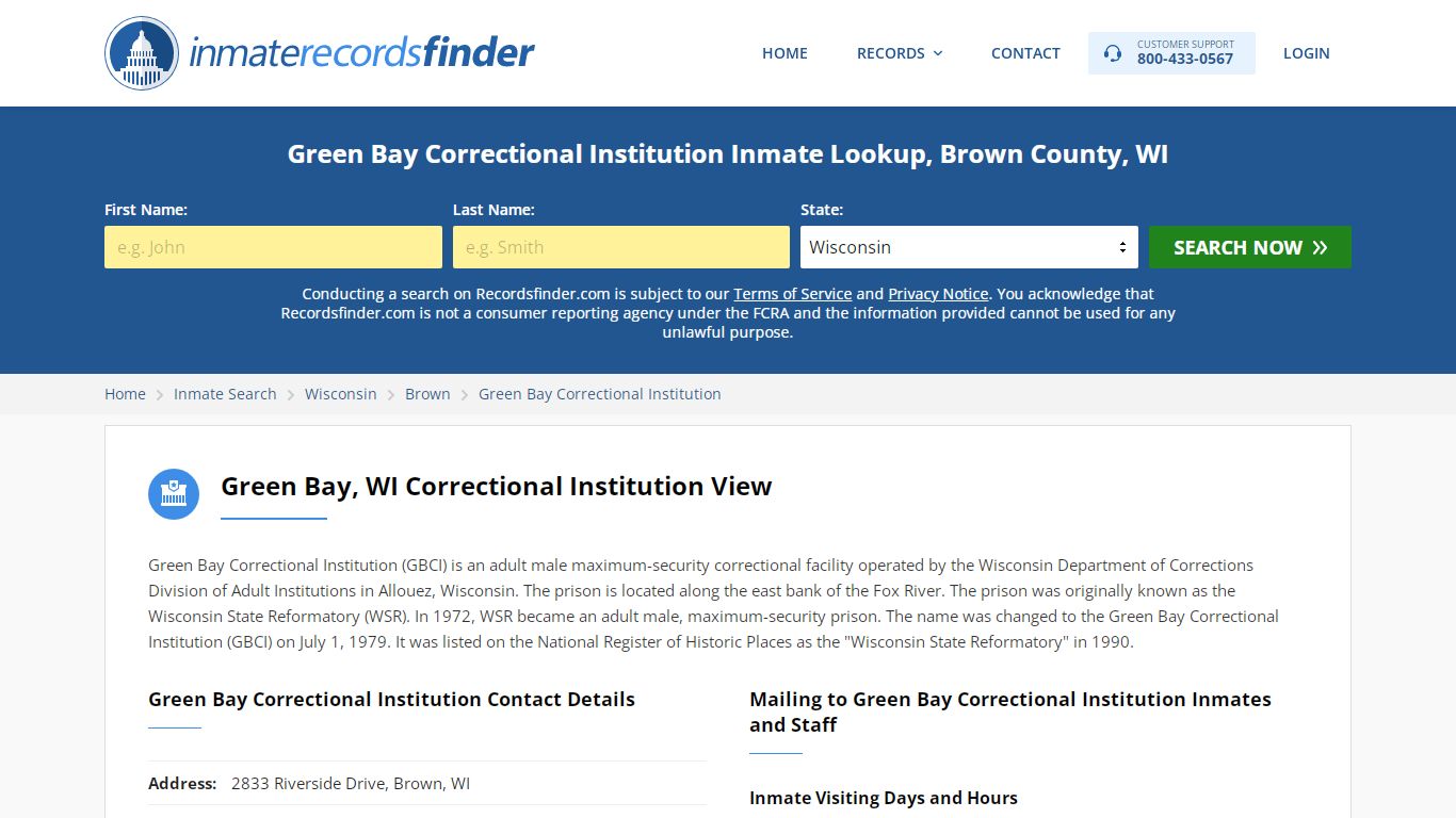 Green Bay Correctional Institution Roster & Inmate Search ...